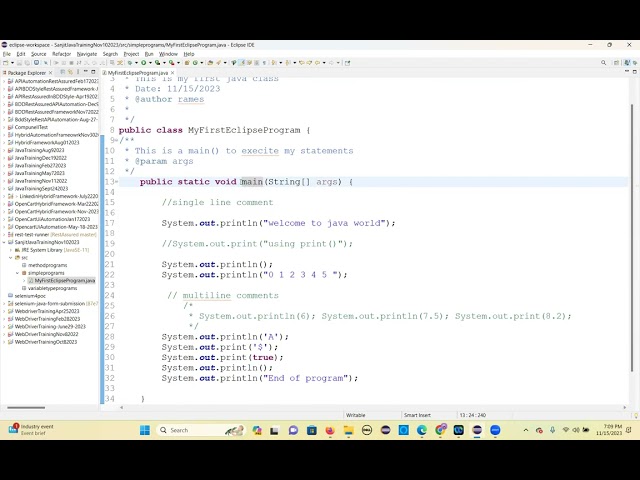 CoreJava Program Keywords void method namingconventions NOV 15 2023