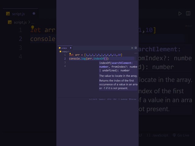 Indexof( ) method in javascript #javascript #coding #programming
