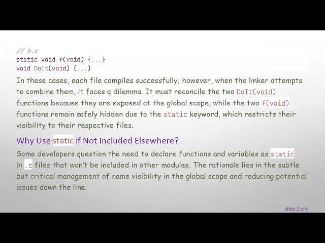 Understanding the Role of static Functions and Variables in C Files