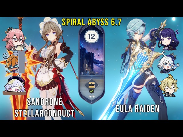 C0 Sandrone Stellarconduct and C1 Eula Raiden | Genshin Impact Abyss 6.7 Floor 12 9 Stars