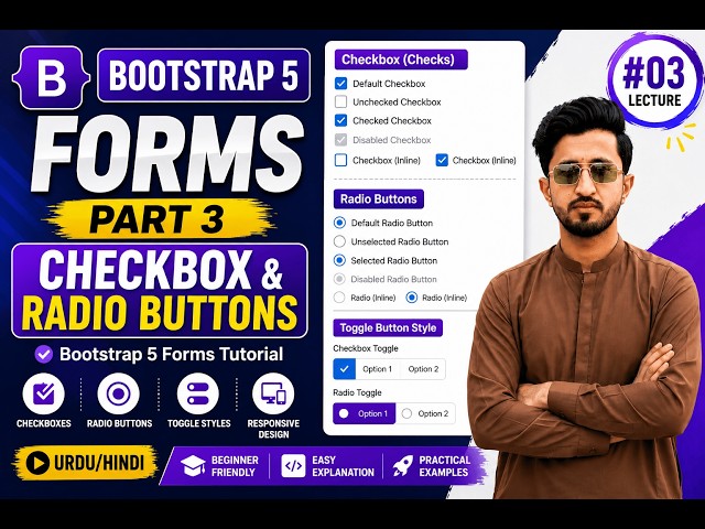 BS5 Forms Part 3 | Bootstrap 5 Checkbox & Radio Buttons | Urdu/Hindi