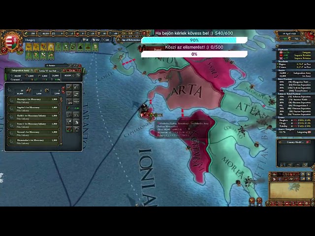Restoring Rome & War vs France! EU4 - Ep. 10 Hungary (Subtitles)