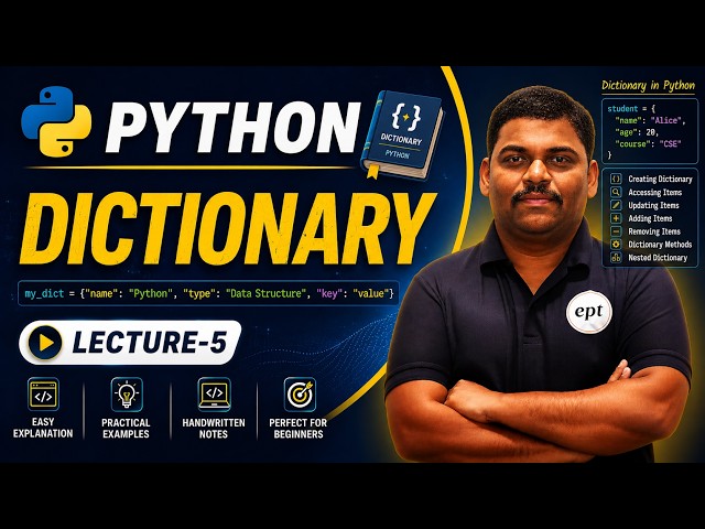 Learn Python Dictionaries from Scratch 🔥 | Python Course Lecture 5 | Complete Tutorial