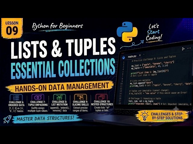 09 - Python Lists & Tuples | List Methods, Tuple Operations & Examples | Python Tutorial