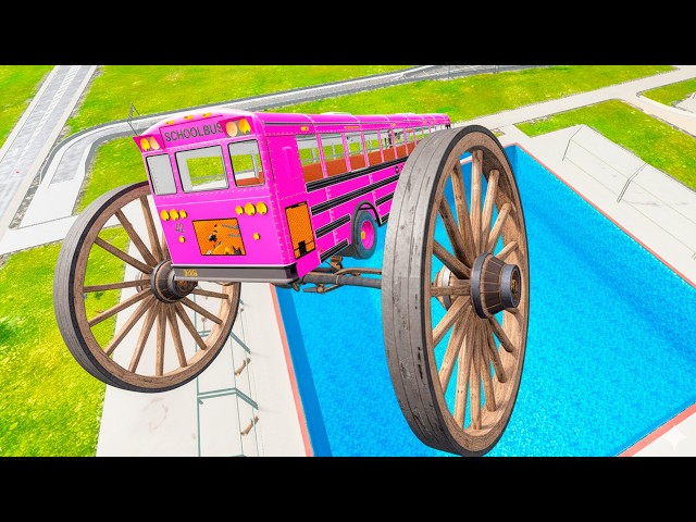 School Bus Down In Swimming Pools – Insane BeamNG Drive BMG Crash You Must See