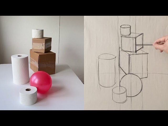 Oakton College - Drawing Demo: Using Organizational Lines for Accurate Proportions (Still Life)