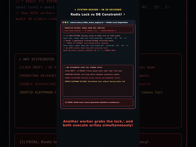 Redis Lock vs Database Unique Constraint in 30s! ⚡ #shorts