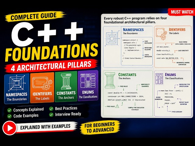 Lec 2: C++ Foundations Explained | Namespaces, Identifiers, Constants & Enums | Complete  Guide
