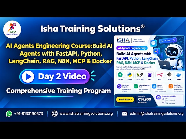AI  Agents Engineering Day 2 On 21st September 2026.Demo  +91-9133190573 to enroll.