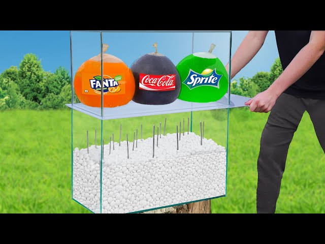 Experiment: Giant Balloons of Coca Cola & Fanta & Sprite VS Mentos