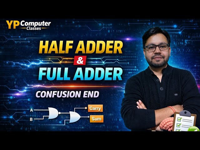 Adders : Half Adder & Full Adder explained | Boolean Algebra | ISC 12th CS by yp computer classes