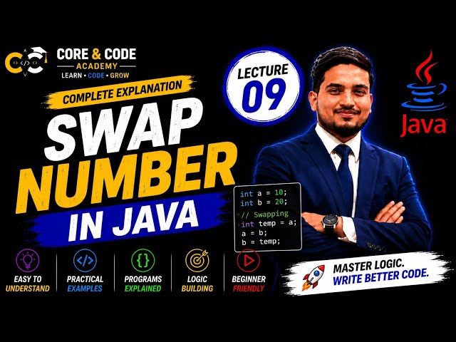 Swap Two Numbers in Java | Easy Java Program for Beginners | Lecture 9
