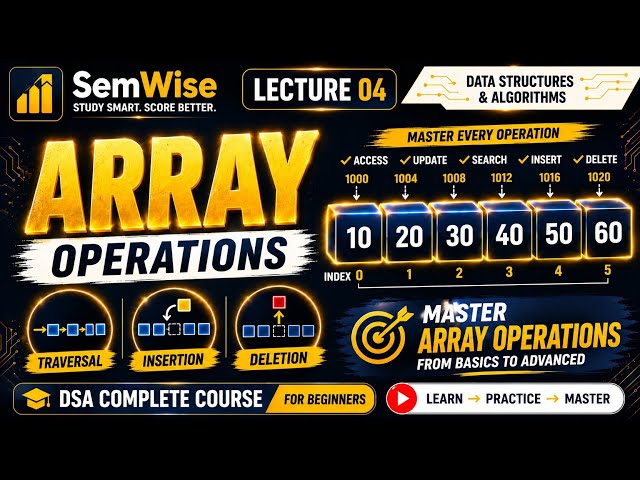 Lecture 04 • Array Operations • DSA Complete Course • SemWise