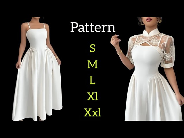 DIY Sewing Pattern for Formal Dress with Lace 👗| Step-by-Step Dress Drafting Tutorial