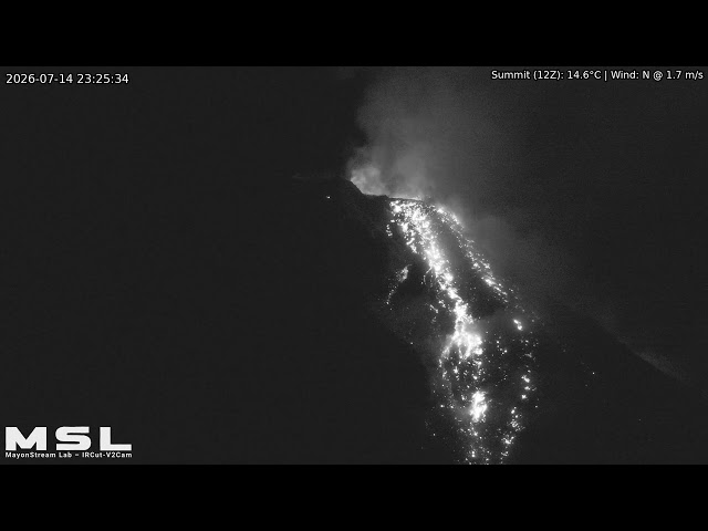 🔴 LIVE: Mayon Volcano Eruption, PH (SSW view) [RPi ircut-v2cam] 11:30 Jul-14-2026 (PST)