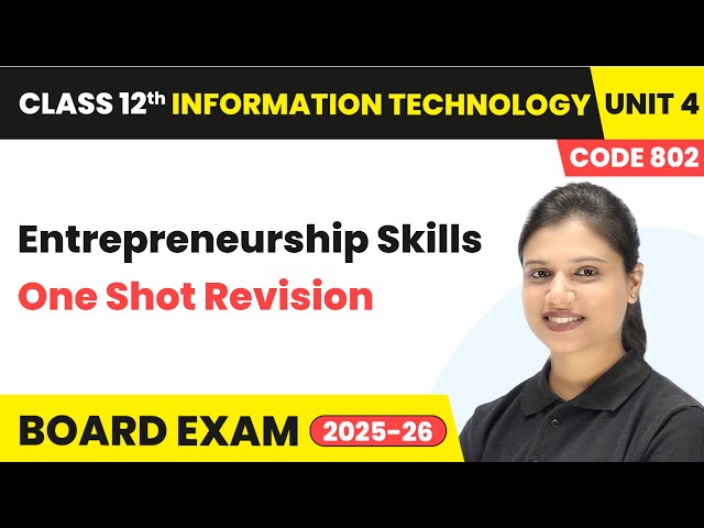 Entrepreneurship Skills - One Shot Revision | Class 12 IT Unit 4 (Code 802) Part A | CBSE 2025-26