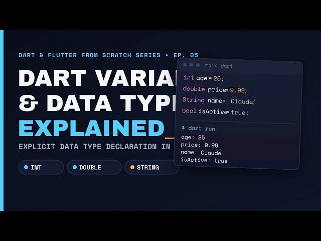 Dart Tutorial for Absolute Beginners 2026 | Dart Variables & Explicit Data Types Explained (Ep.5)