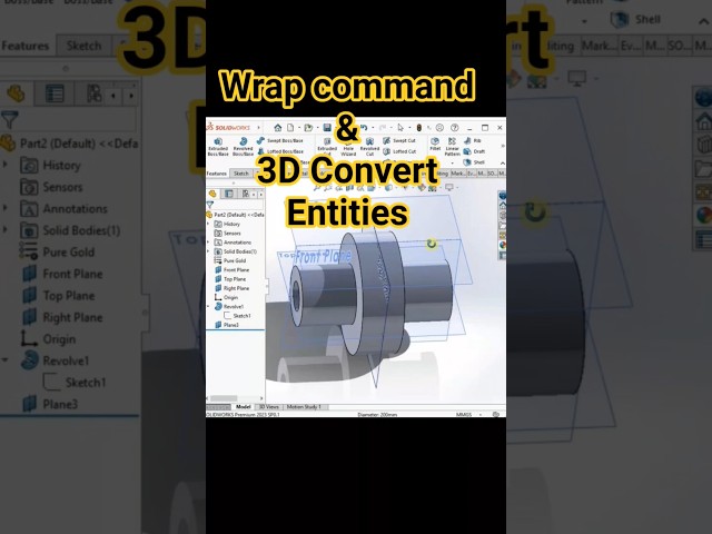 Wrap command  & 3D Convert Entities ||Solidworks 💫💯 #solidworks #mechanical #art #design #viral