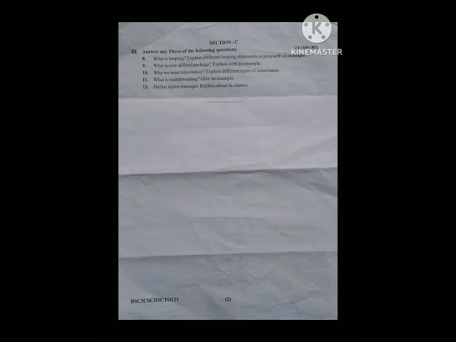 Bsc 3rd sem computer science object oriented programming using java 2025/like#share#subscribe#