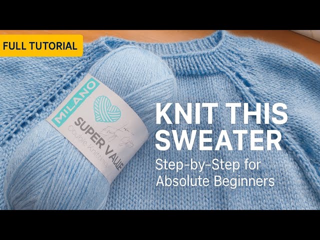 💟Easy Top-Down Raglan Sweater | Step-by-Step for Beginners (Light Blue)🎁