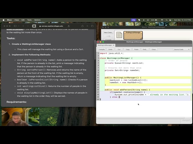 Implementing Java Queues and Sets on a Waiting List Program (Pt.1)