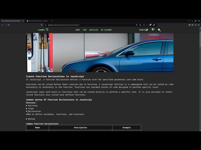 JavaScript Function Declarations