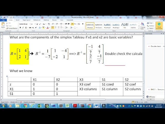 Revised simplex exercise