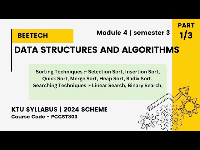 Data Structures & Algorithms – KTU 2024 Scheme | S3 Module 4: Sorting and Searching | – PART 1/3