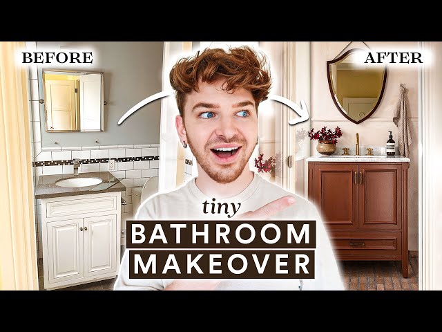45 SQ FT SMALL BATHROOM MAKEOVER 🚽 Concrete OVER Tile (NO DEMO DIY)