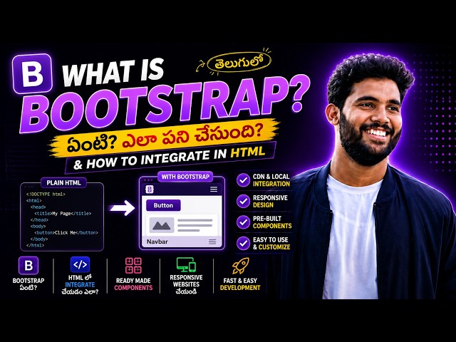 Bootstrap Explained in Telugu 🔥 | What is Bootstrap & How to Add it to HTML?