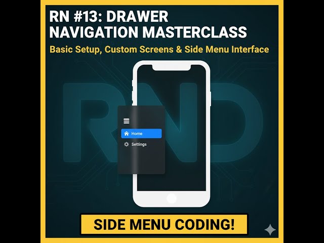 React Native CLI Tutorial #13 – Drawer Navigator Masterclass: Basic Setup & Side Menu Interface