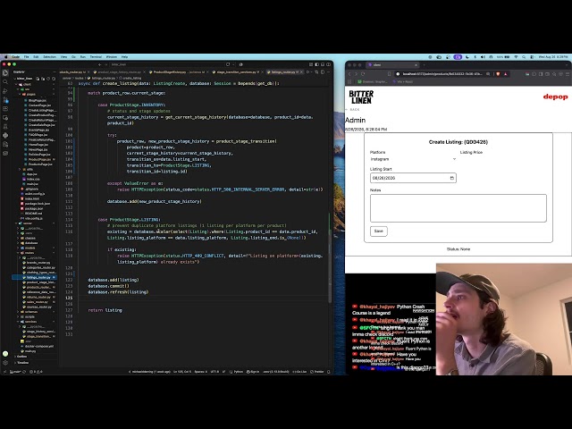 Live Fullstack Programming React Frontend + Python Backend FastAPI | 08-26-2026