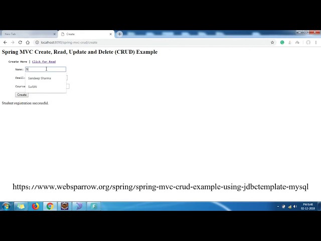 Spring MVC CRUD Example using JdbcTemplate + MySQL