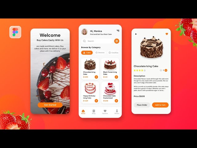 Cake Ordering Mobile App Design in Figma | Figma Tutorial