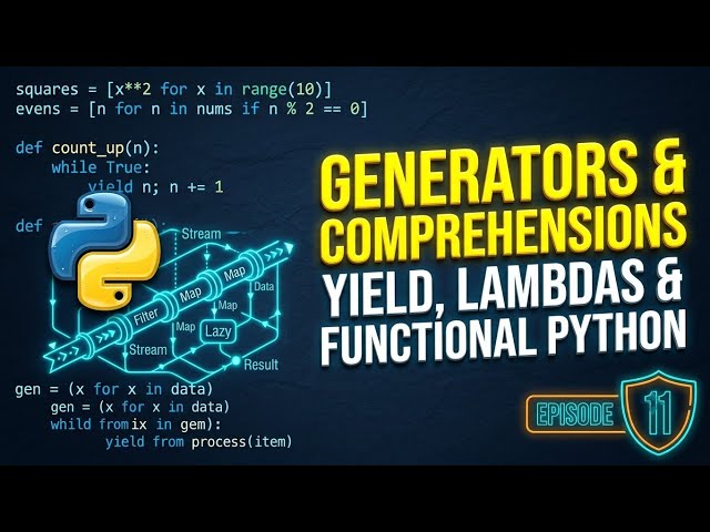 Python Masterclass Ep 11: Stop Wasting RAM! Master Generators (yield), Comprehensions & F-Strings