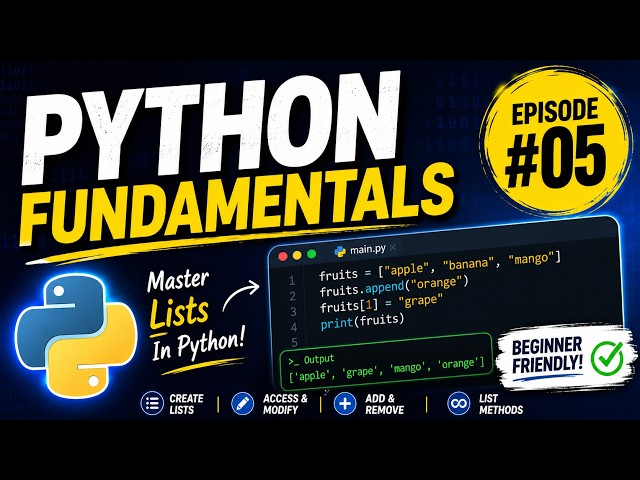 Python Fundamentals #05 | Python Lists Explained | Python List in Bangla | Lists for Beginners