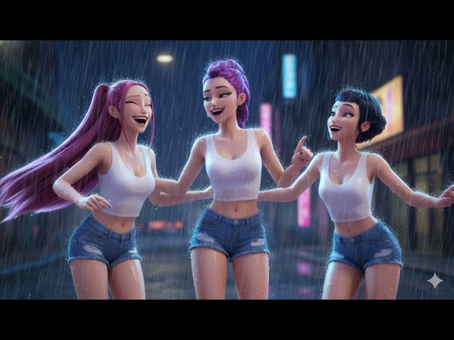 KPop Demon Hunters 2 Huntrix stand close, laughing wildly as they spin together in the relentless do