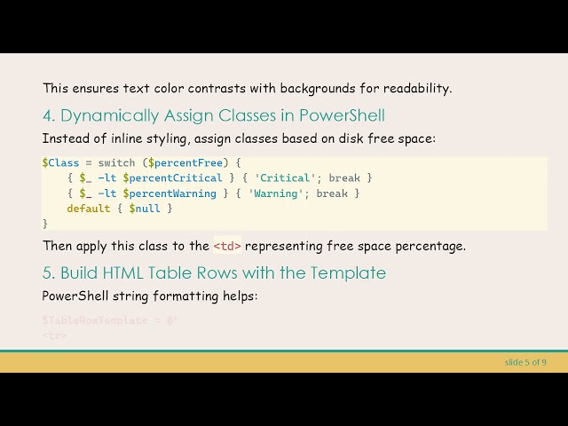How to Customize Disk Space Report Text Colors in PowerShell HTML Output