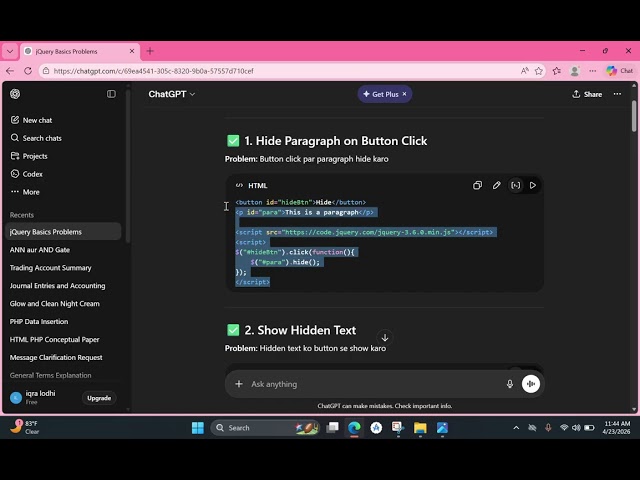 TASKS ABOUT JQUERY