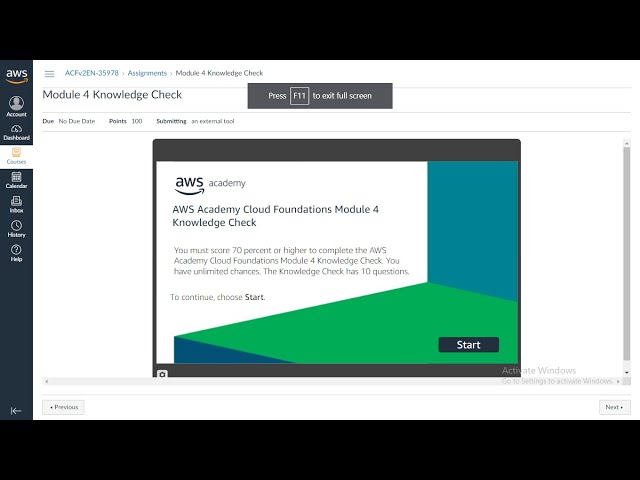 Module 4  Knowledge Check | AWS Academy Cloud Foundation | AWS Cloud Security