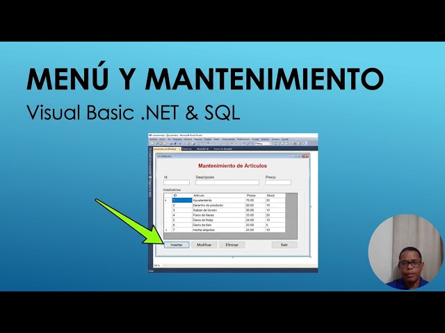 Menú y Mantenimiento Visual Basic Net