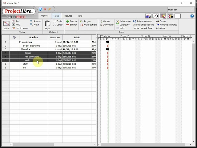 How to do a WBS (Work Breakdown Structure) with ProjectLibre