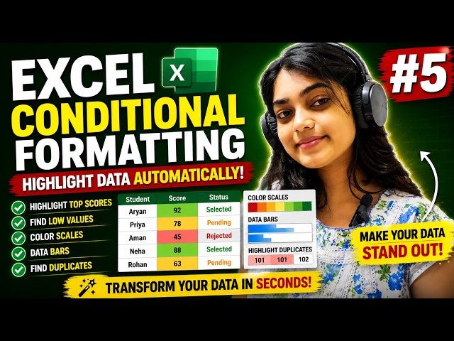 Conditional Formatting in Excel | Highlight Data Automatically | Excel for Beginners #5