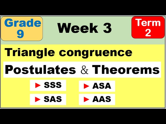 Grade 9 Math Term 2 | Triangle Congruence Postulates & Theorems (SSS, SAS, ASA) Second Term Week 3