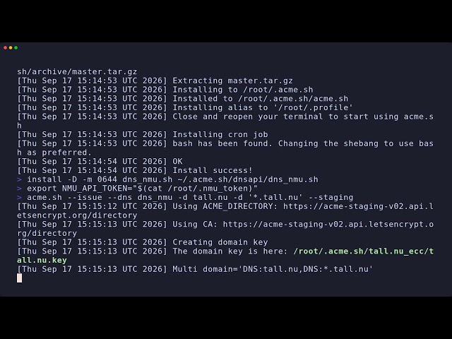 Wildcard HTTPS the easy way: acme.sh + Let's Encrypt (DNS-01)