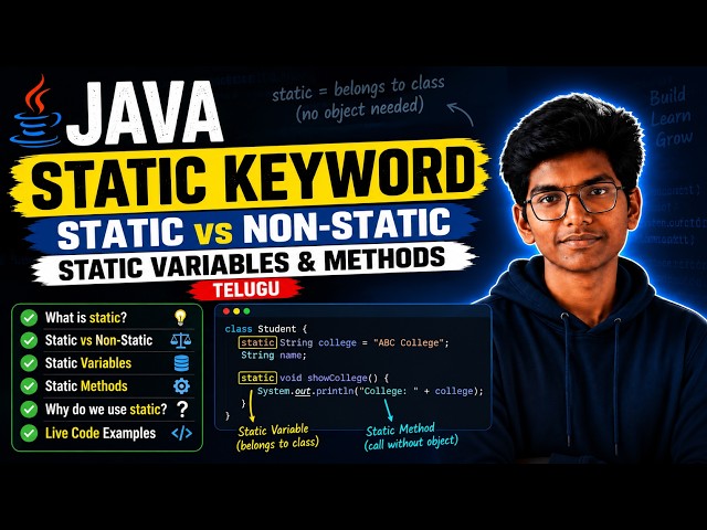 Static Keyword in Java Explained | Static Variables & Methods | Java OOP Telugu | Kenzo Pulse |