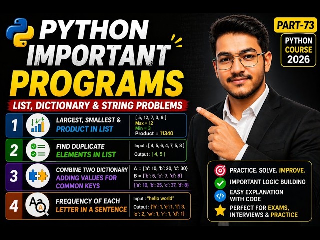 Python Interview Questions 🔥 List, Dictionary & String Problems | Part-73