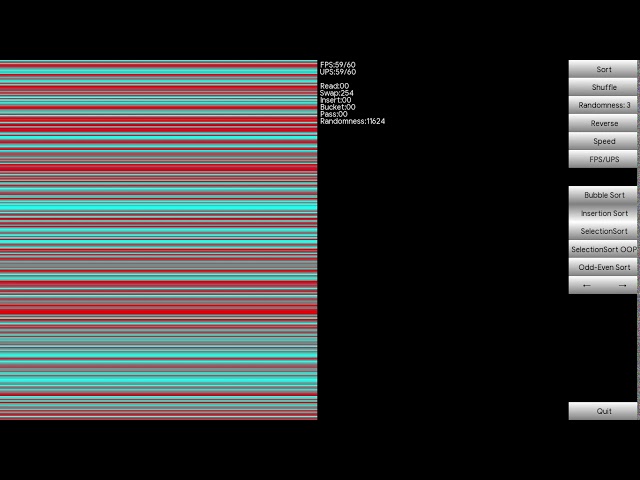 BASAV Insertion Sort, 256 Items, Speed 50, 60 UPS, Randomness 3
