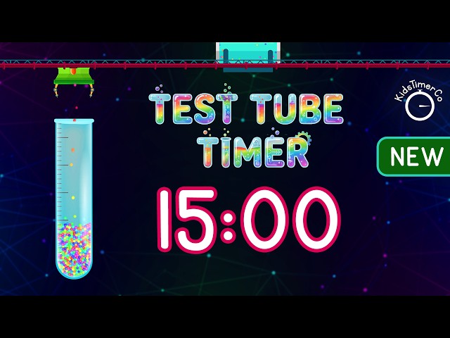 15 Minute Test Tube Timer for Kids Classroom | Colorful Science Visual Timer 🧪