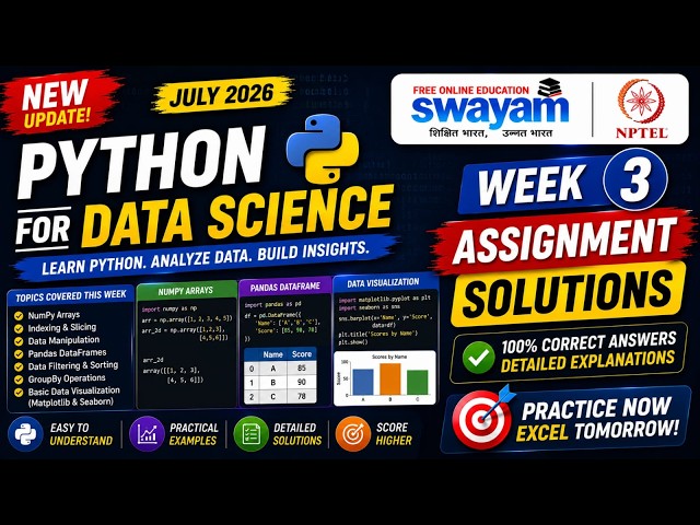 Python for Data Science Week 3 Assignment Answers 2026 | NPTEL July 2026 | 100% Correct Solutions